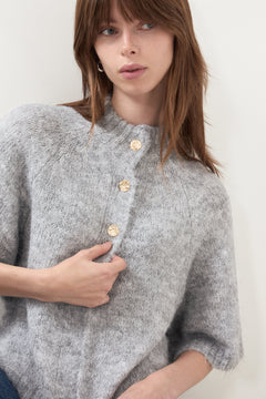 Benuta Fluffy Knit Cardigan - Grey Melange