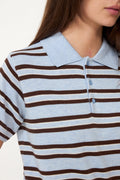 Mulann Polo Knit Blouse - Light Blue