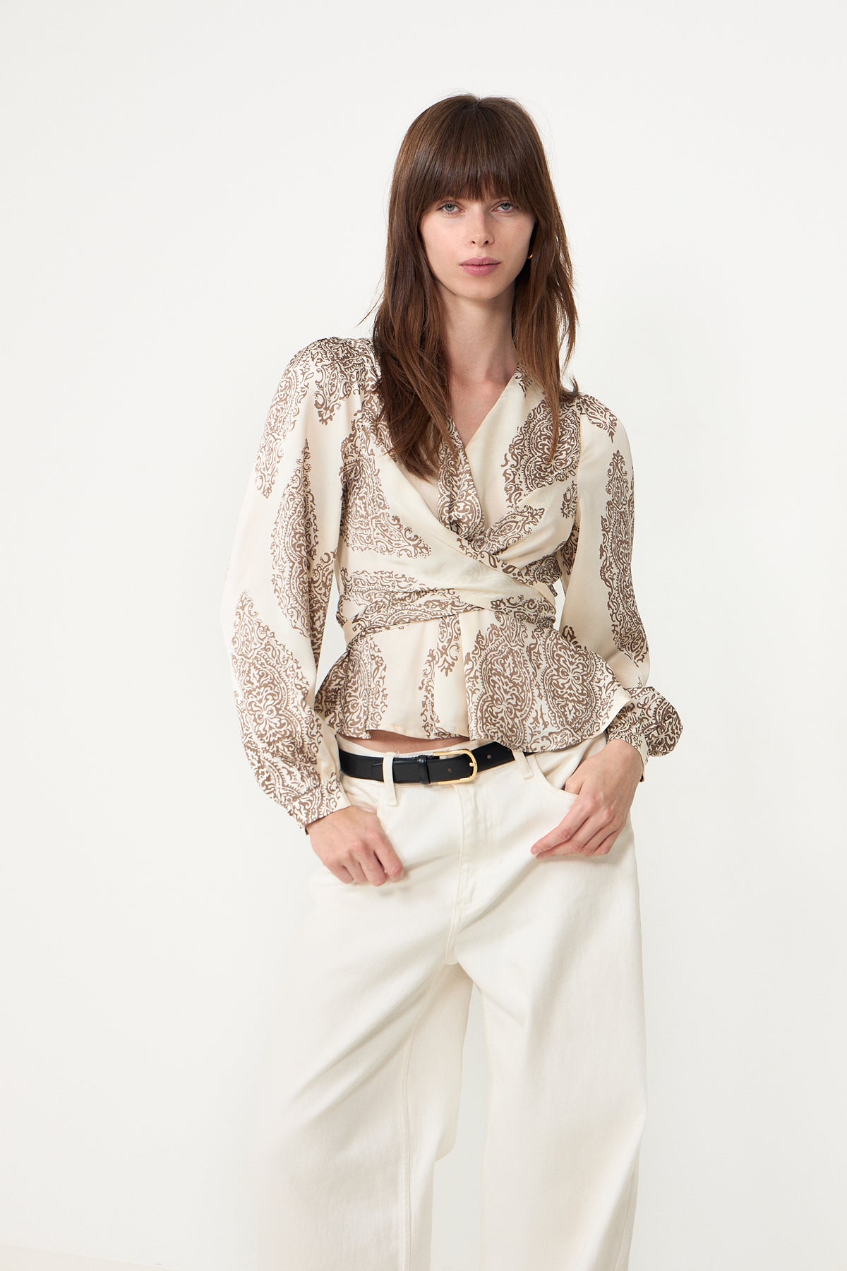 Rista Paisley Drop Blouse - Ivory