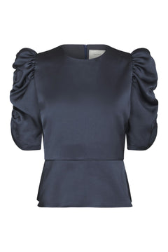 Benua Heavy Sateen Blouse - Midnight Blue