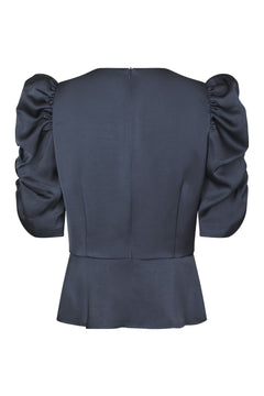Benua Heavy Sateen Blouse - Midnight Blue