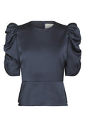 Benua Heavy Sateen Blouse - Midnight Blue