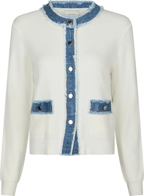 Zelma Knit Denim Cardigan - Off White