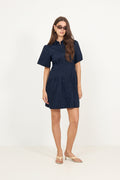 Bentha Poplin Dress - Navy