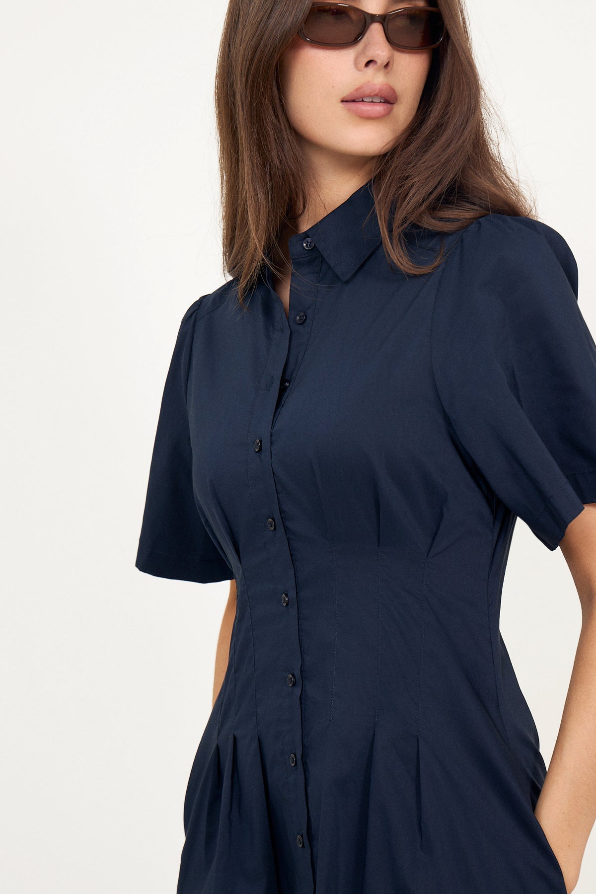 Bentha Poplin Dress - Navy