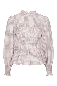 Possa Mini Check Blouse - Light Pink