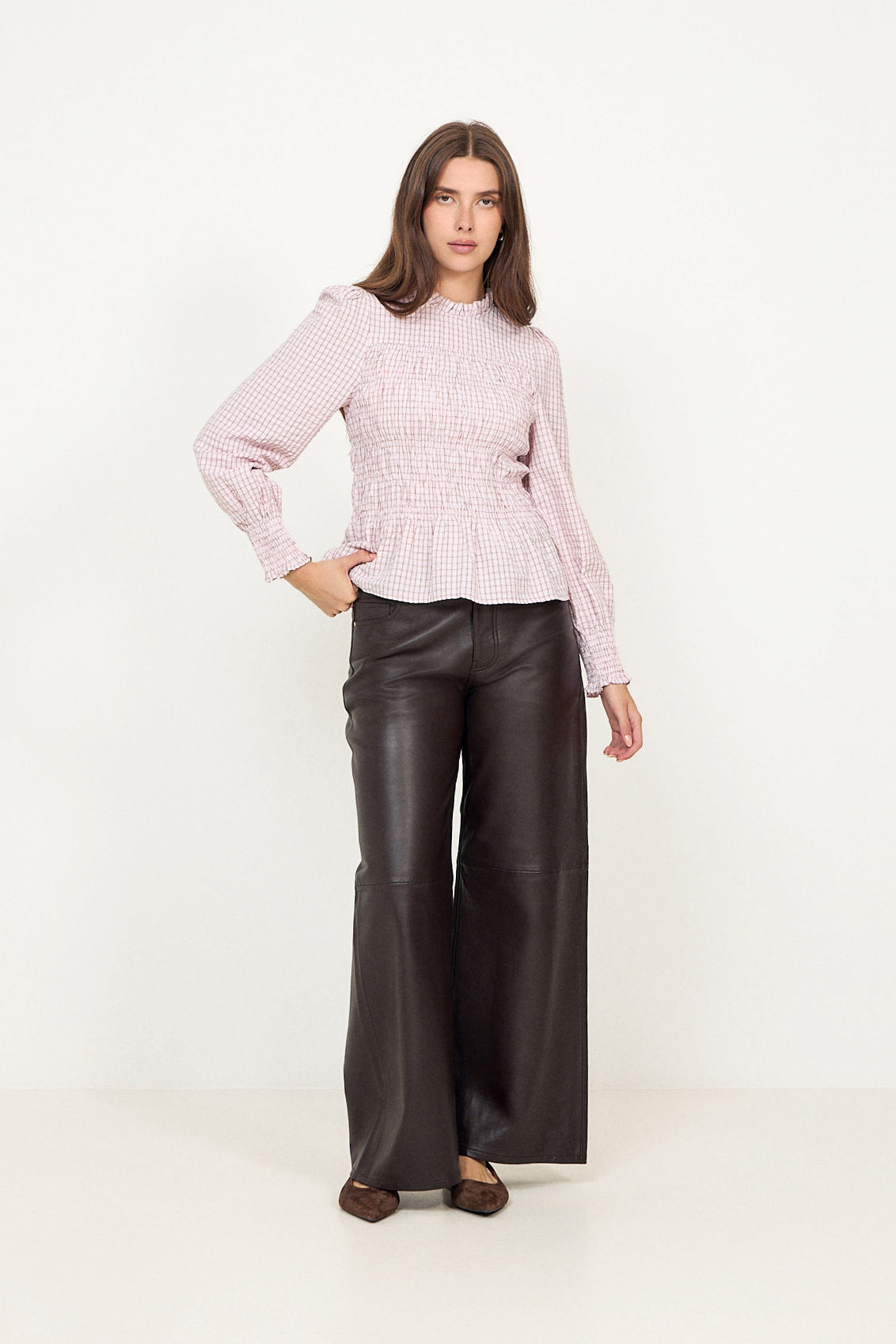 Possa Mini Check Blouse - Light Pink