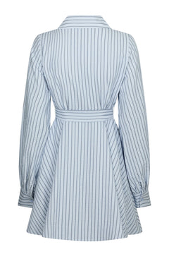 Felice Striped Crepe Dress - Blue