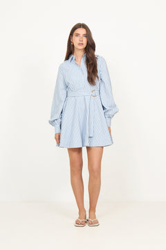 Felice Striped Crepe Dress - Blue