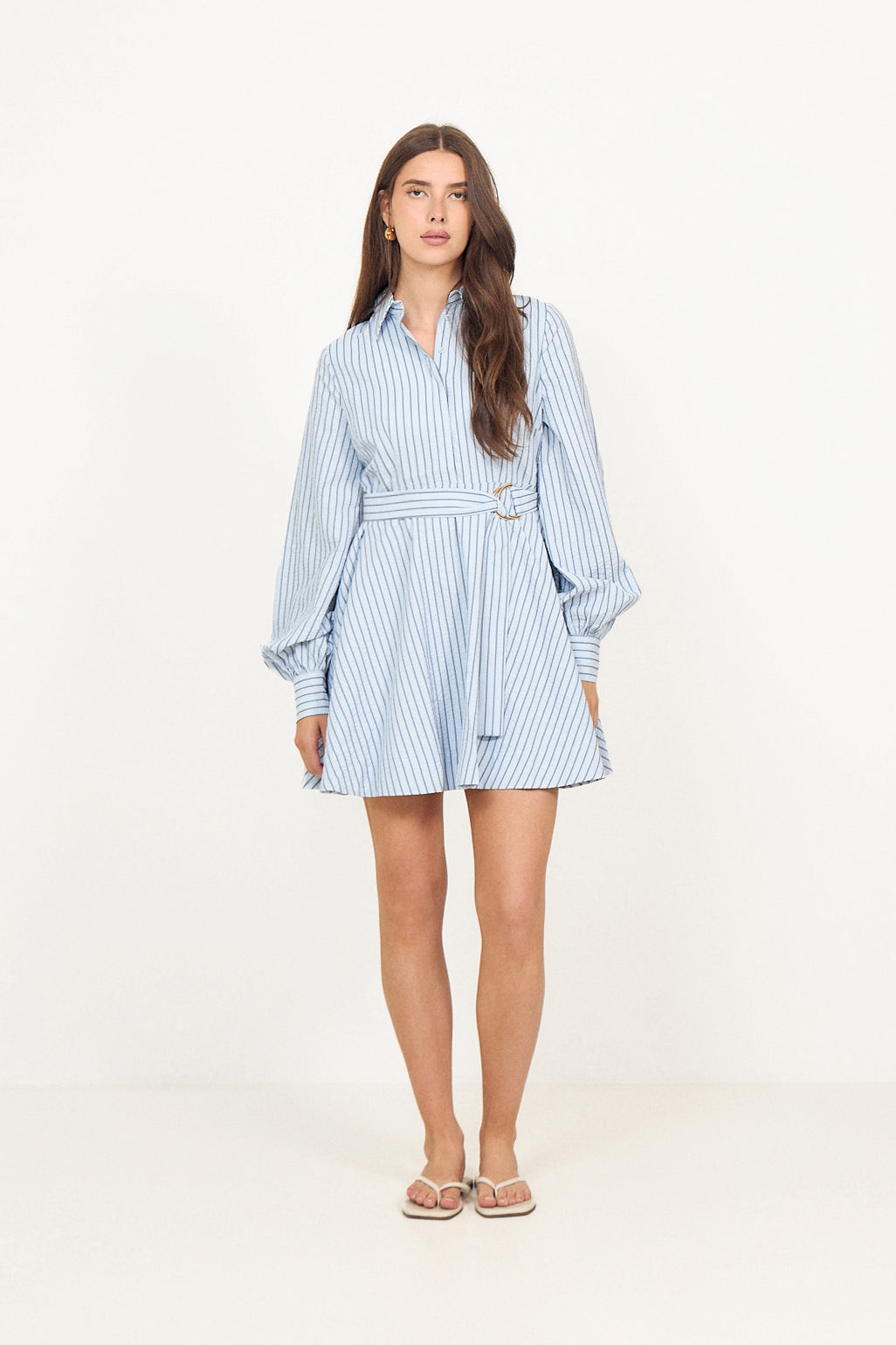 Felice Striped Crepe Dress - Blue