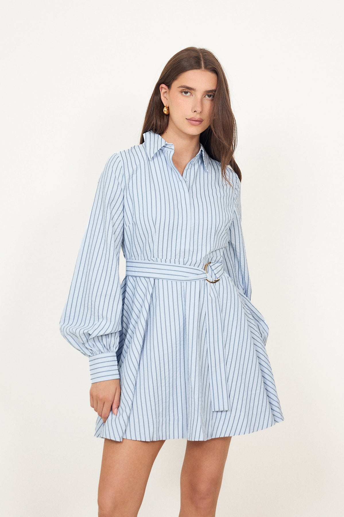 Felice Striped Crepe Dress - Blue