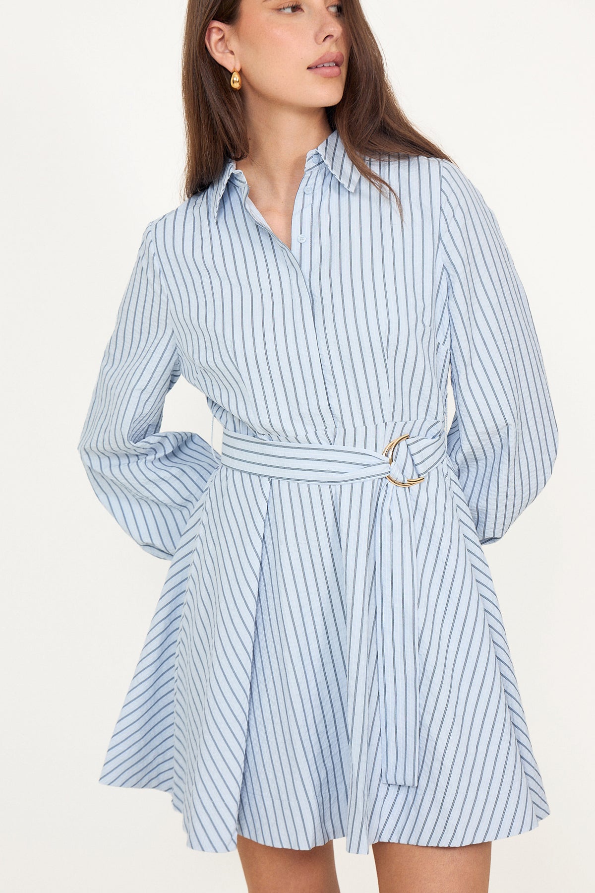 Felice Striped Crepe Dress - Blue