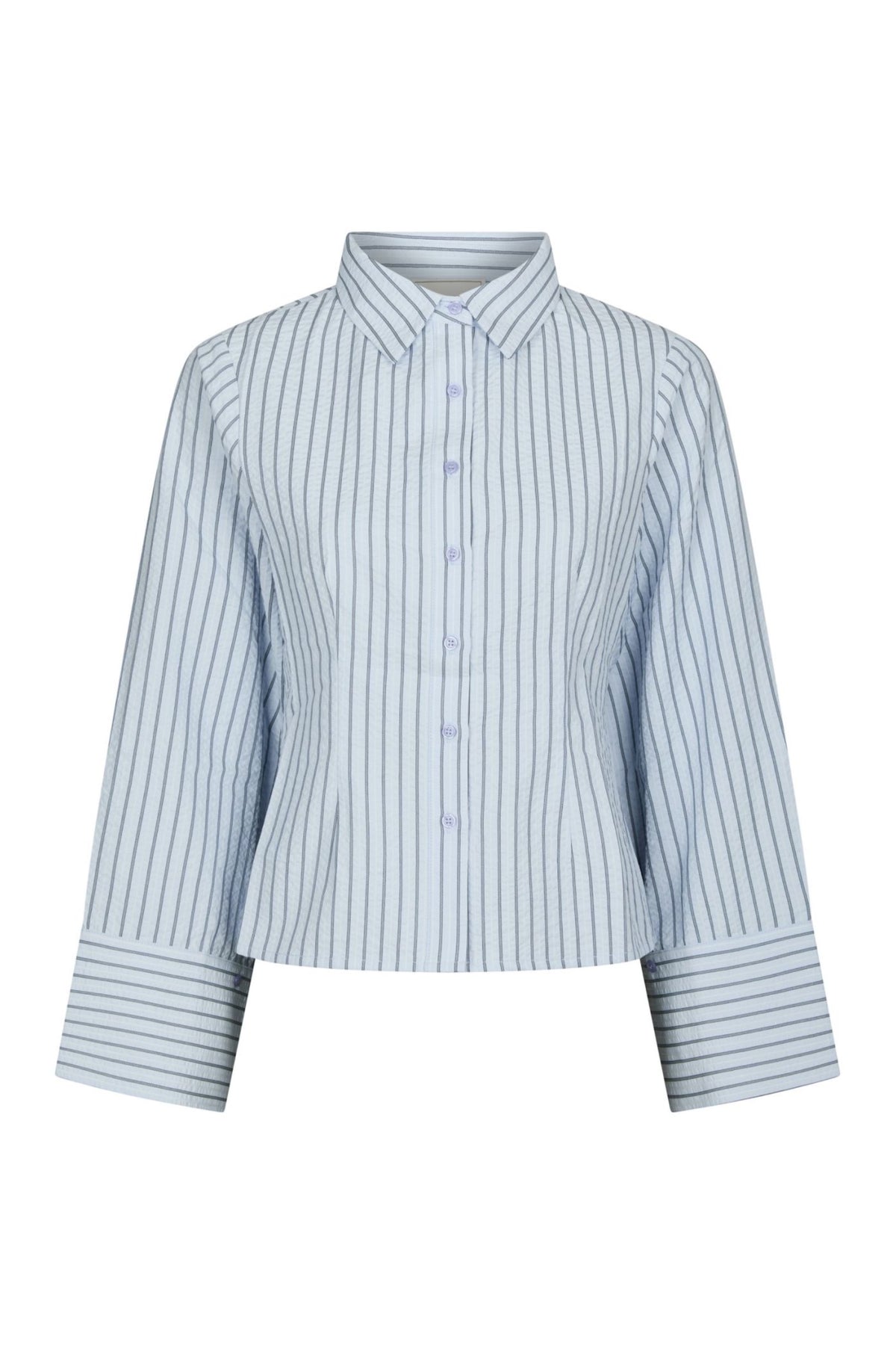 Rosa Striped Crepe Shirt - Blue