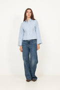 Rosa Striped Crepe Shirt - Blue