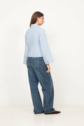 Rosa Striped Crepe Shirt - Blue