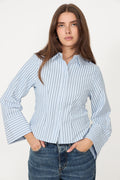 Rosa Striped Crepe Shirt - Blue