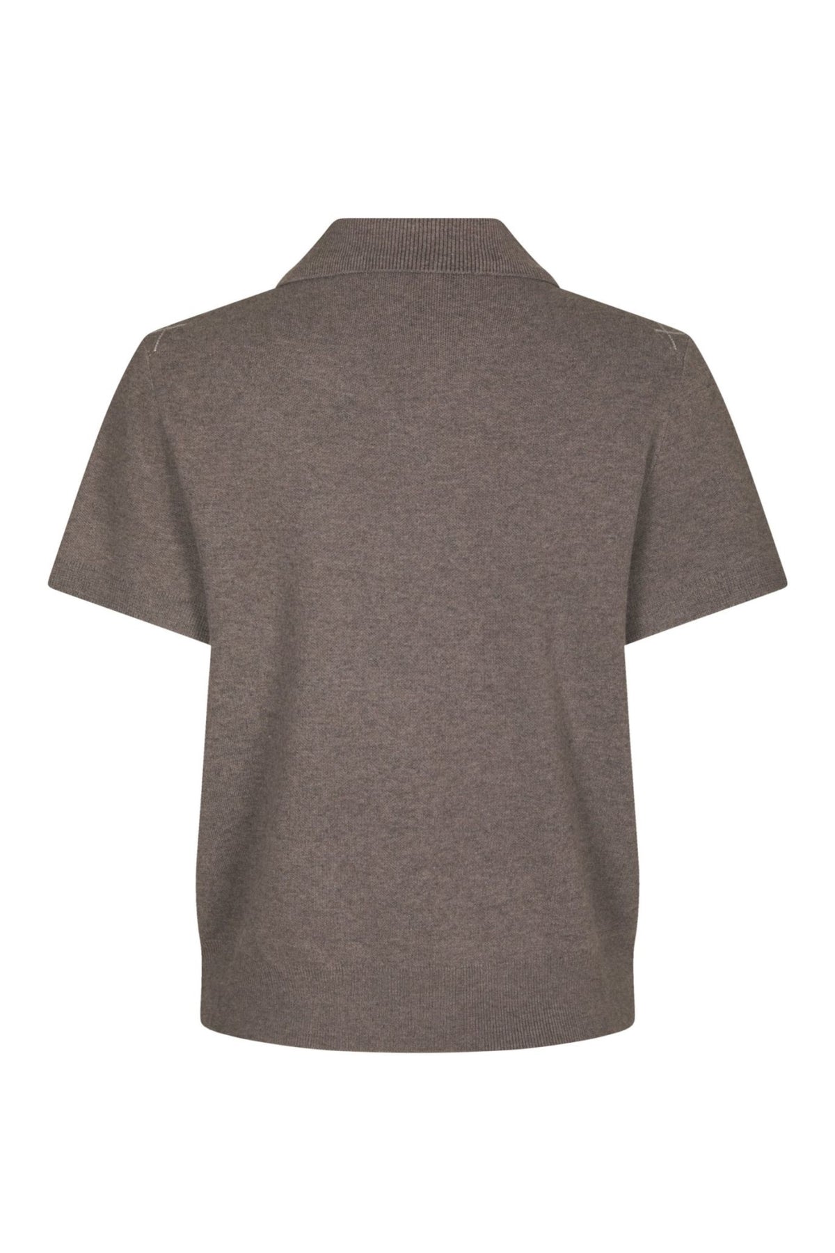 Gia Check Knit Blouse - Dark Taupe
