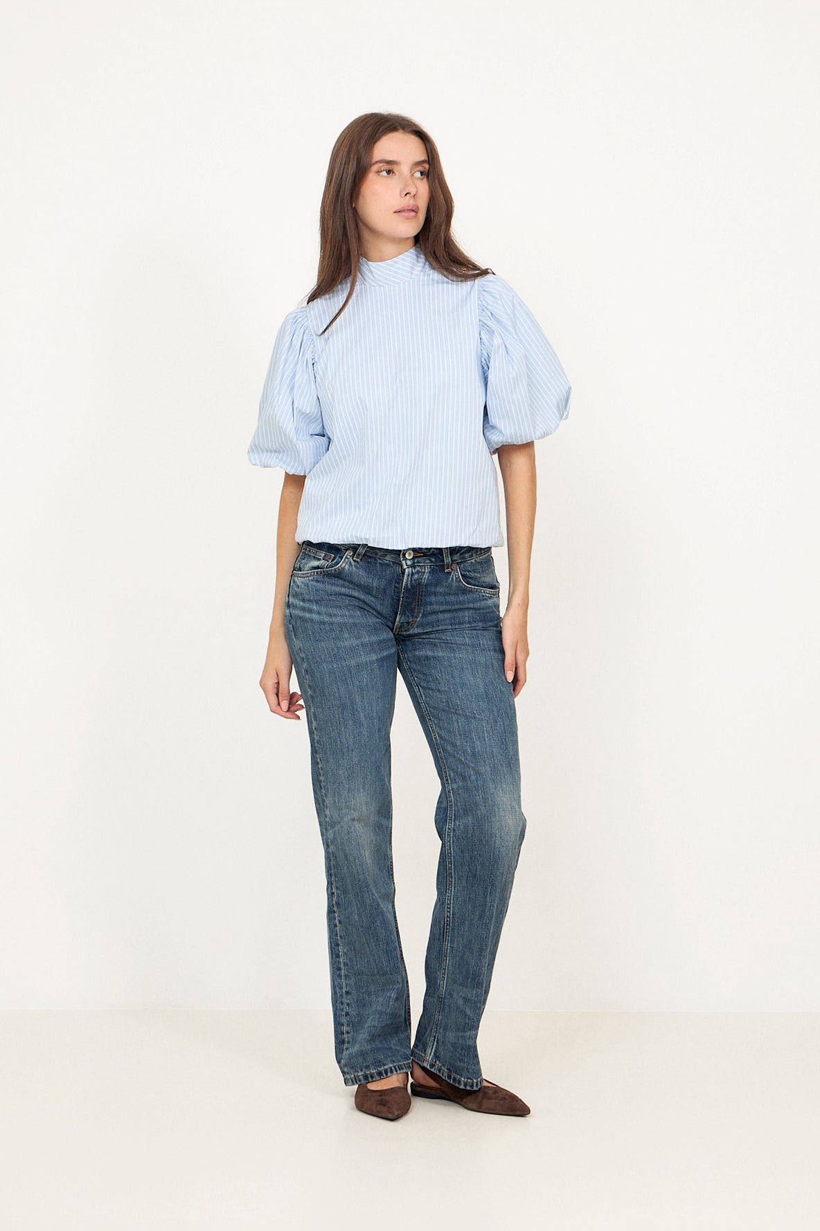 Parisa Stripe Blouse - Light Blue