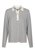 Lirenne Striped Polo Blouse - Light Blue