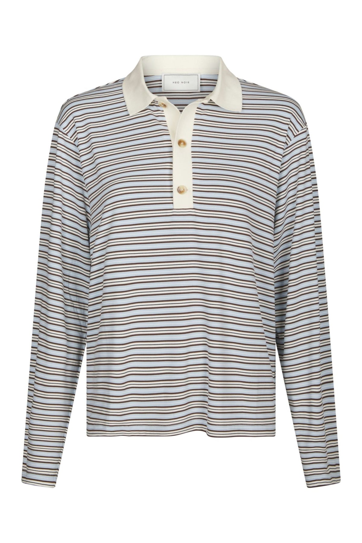Lirenne Striped Polo Blouse - Light Blue