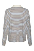 Lirenne Striped Polo Blouse - Light Blue