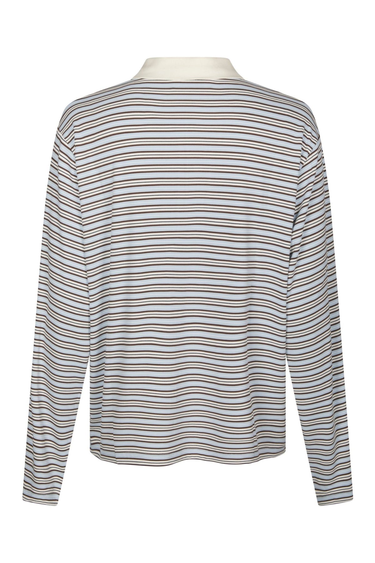 Lirenne Striped Polo Blouse - Light Blue