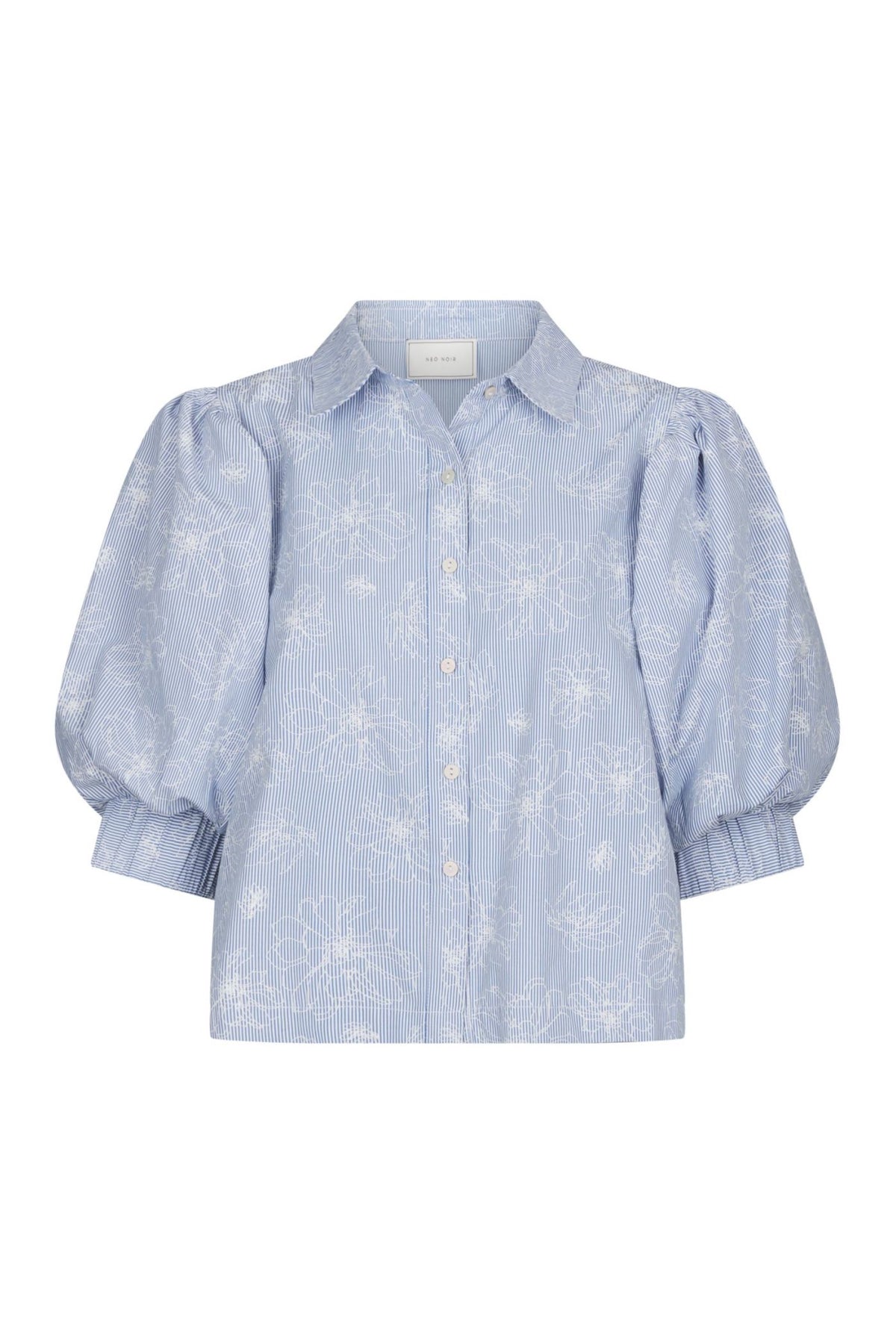 Etta Flower Stripe Shirt - Light Blue