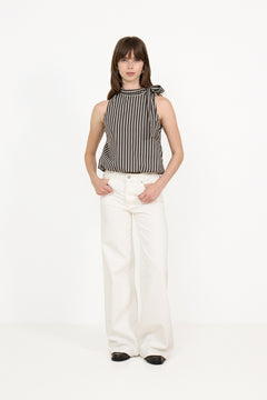 Veda Wide Stripe Top - Dark Brown