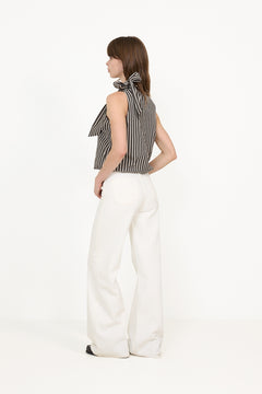 Veda Wide Stripe Top - Dark Brown