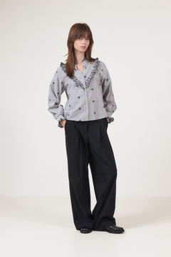 Degas Check Blouse - Grey