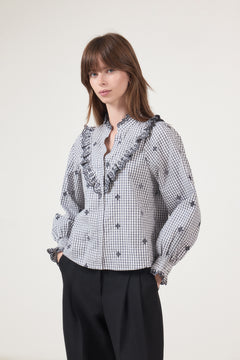 Degas Check Blouse - Grey