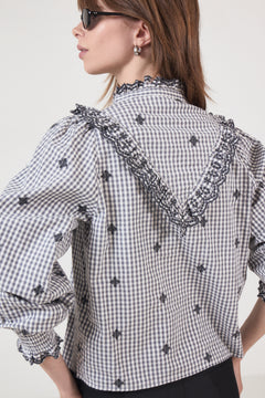 Degas Check Blouse - Grey