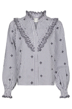 Degas Check Blouse - Grey