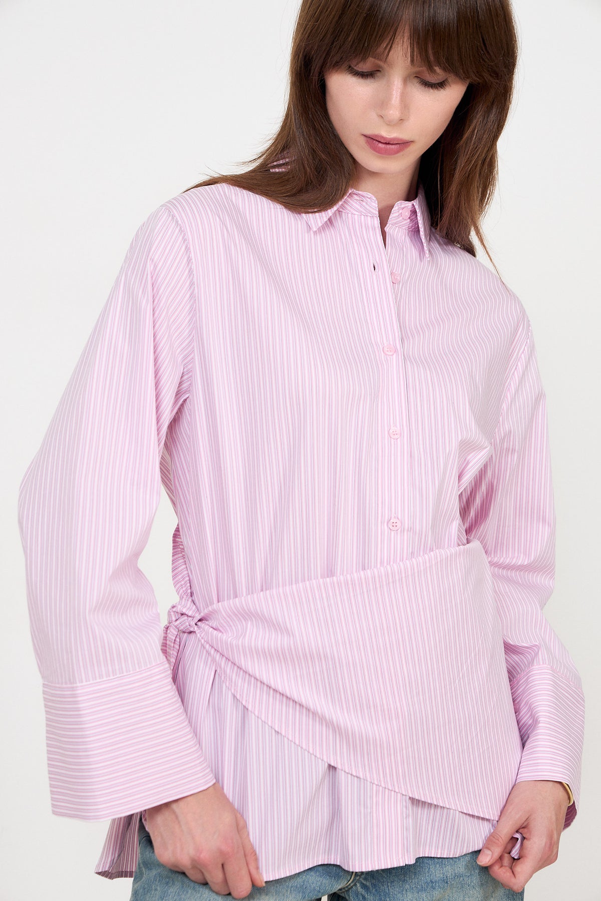 Dita Scarf Stripe Shirt - Light Pink