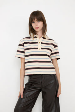 Vennera Triple Stripe Polo Tee - Grey