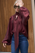 Jofrid Bow Blouse - Burgundy