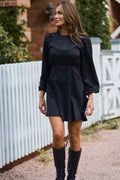 Edda Short Pattern Dress - Black