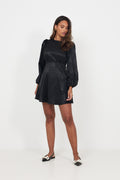 Edda Short Pattern Dress - Black