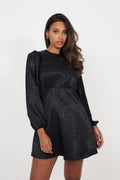 Edda Short Pattern Dress - Black