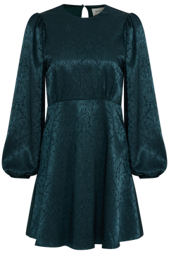 Edda Short Pattern Dress - Dark Green