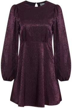 Edda Short Pattern Dress - Plum