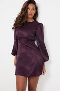 Edda Short Pattern Dress - Plum