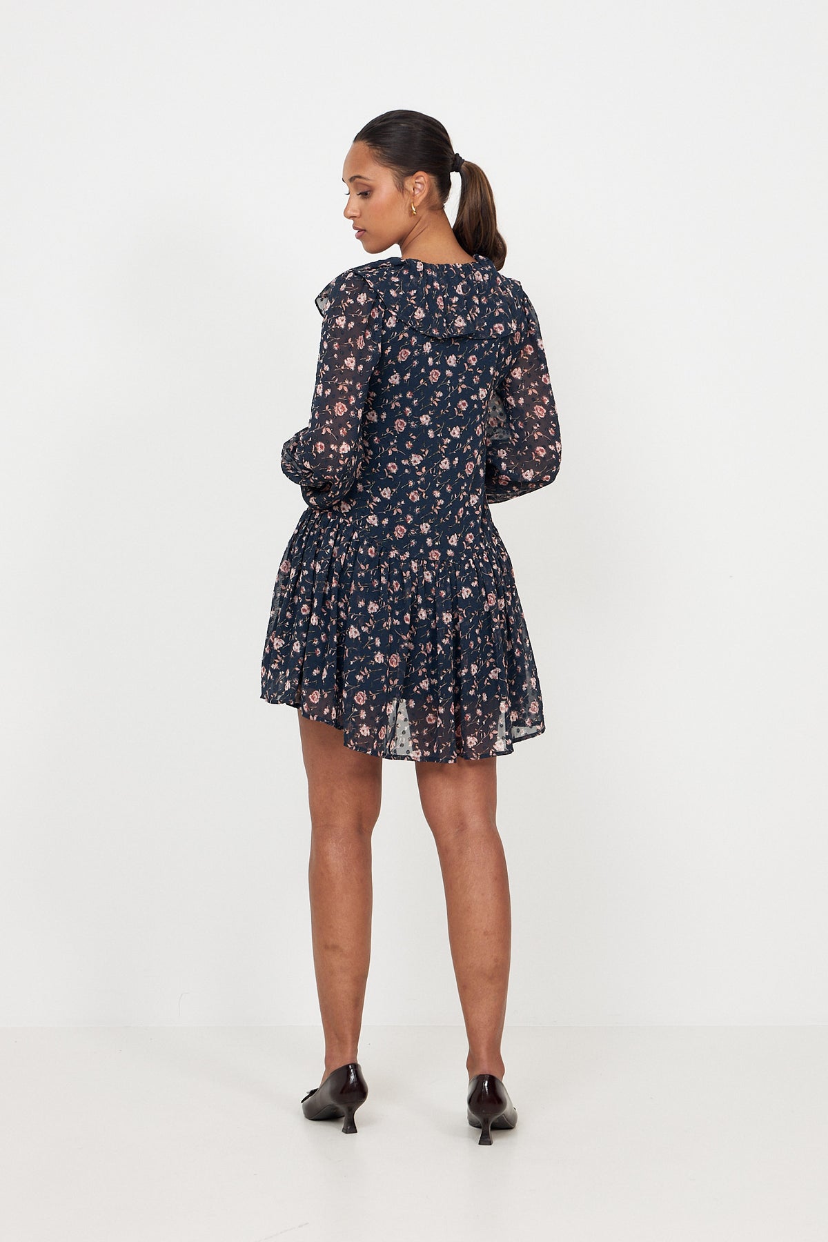 Hellvi Floral Mini Dress - Navy Flower