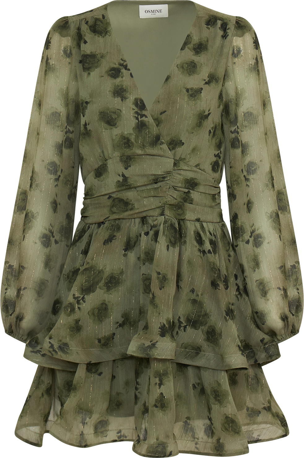 Jade Wave Blurry Flower Dress - Green