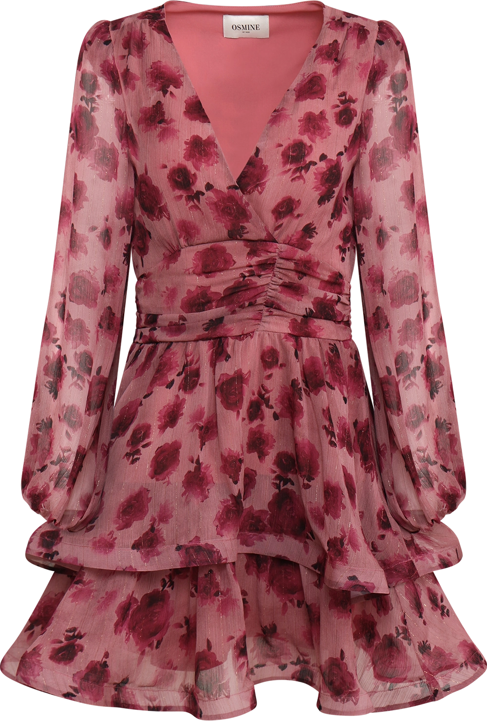 Jade Wave Blurry Flower Dress - Dark Pink