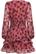 Jade Wave Blurry Flower Dress - Dark Pink