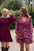 Jade Wave Blurry Flower Dress - Dark Pink