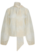 Jofrid Lace Bow Blouse - Creme