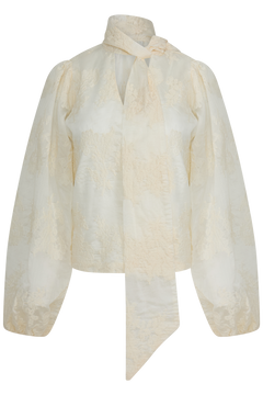Jofrid Lace Bow Blouse - Creme