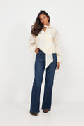 Jofrid Lace Bow Blouse - Creme
